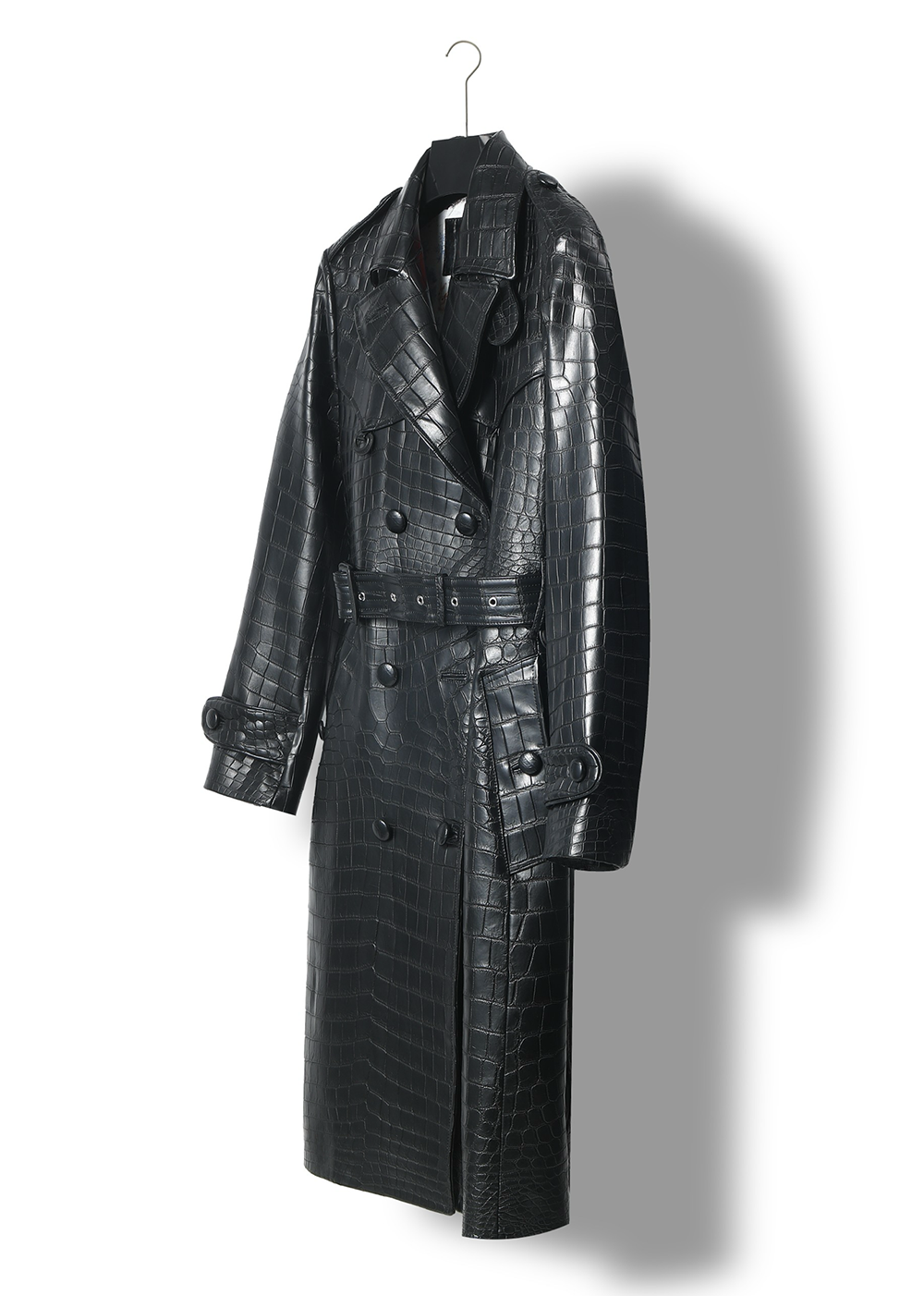 Men's crocodile leather windbreaker jacket by Rossie Viren, featuring textured crocodile pattern and sleek design.