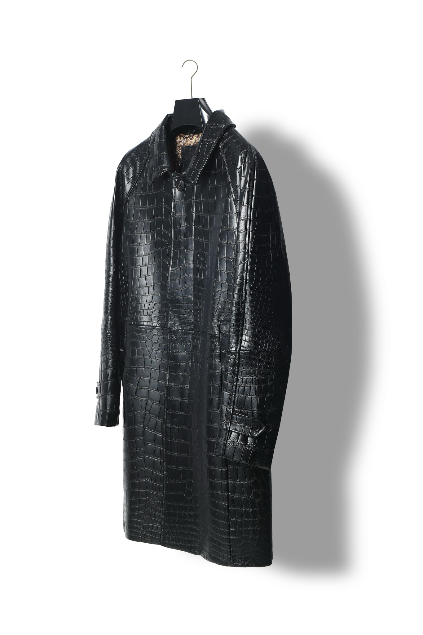 Men's crocodile leather windbreaker jacket by Rossie Viren, featuring a sleek design and textured crocodile pattern.