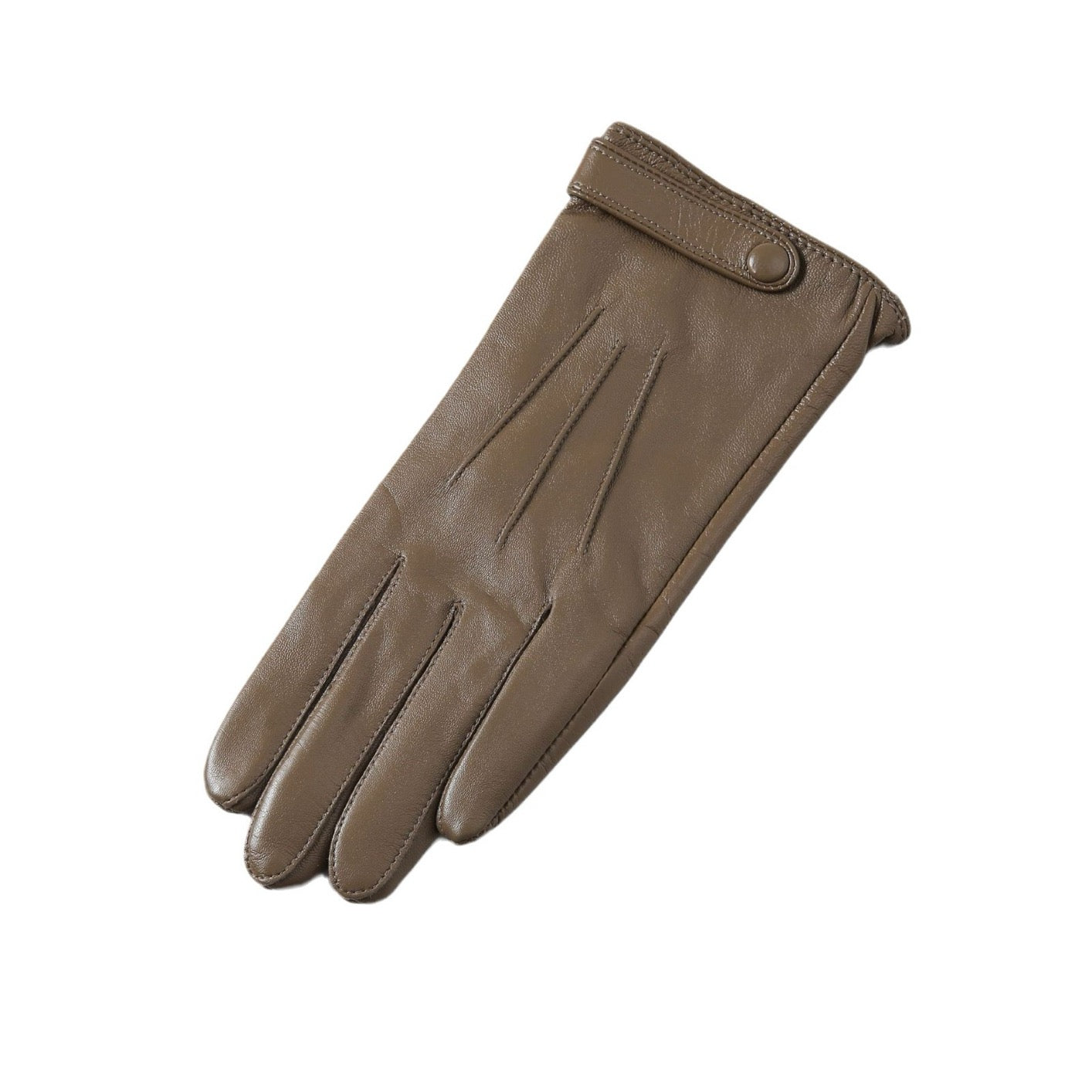 Women's soft goatskin leather fashion snap cuff gloves in black, featuring stylish design and metal snap closures.