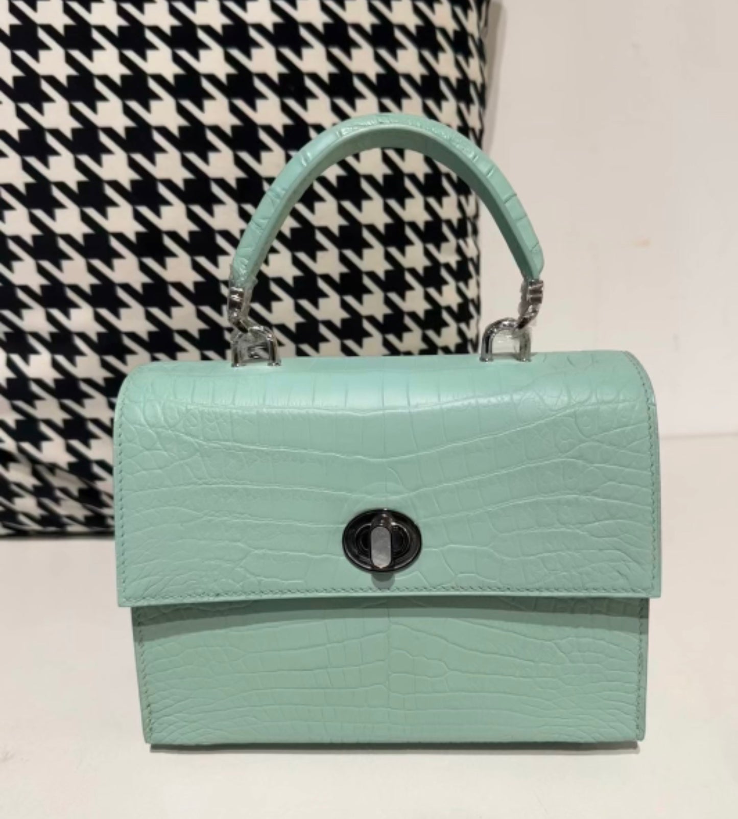 Crocodile Leather Top Handle Bag