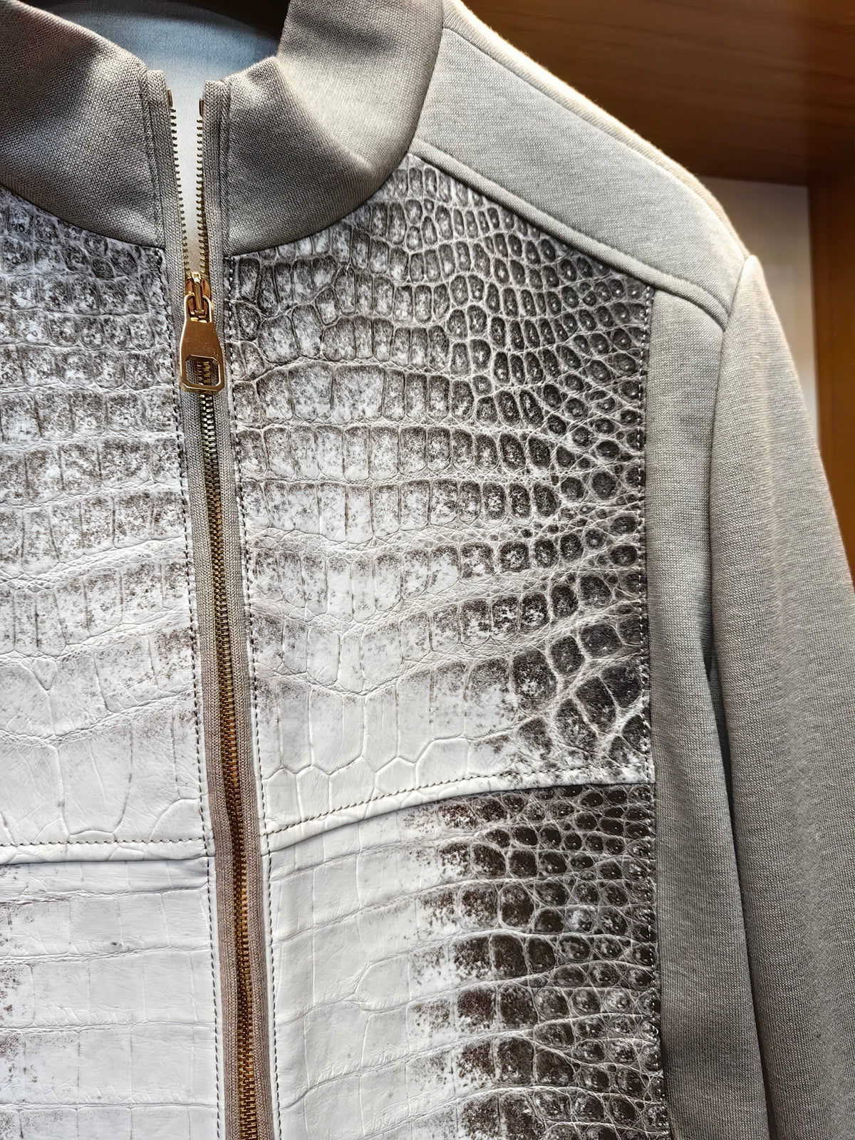 Himalayan White Crocodile & Cashmere Jacket