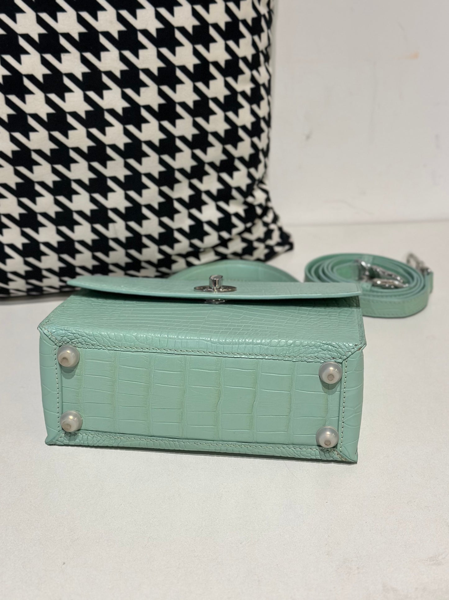 Crocodile Leather Top Handle Bag