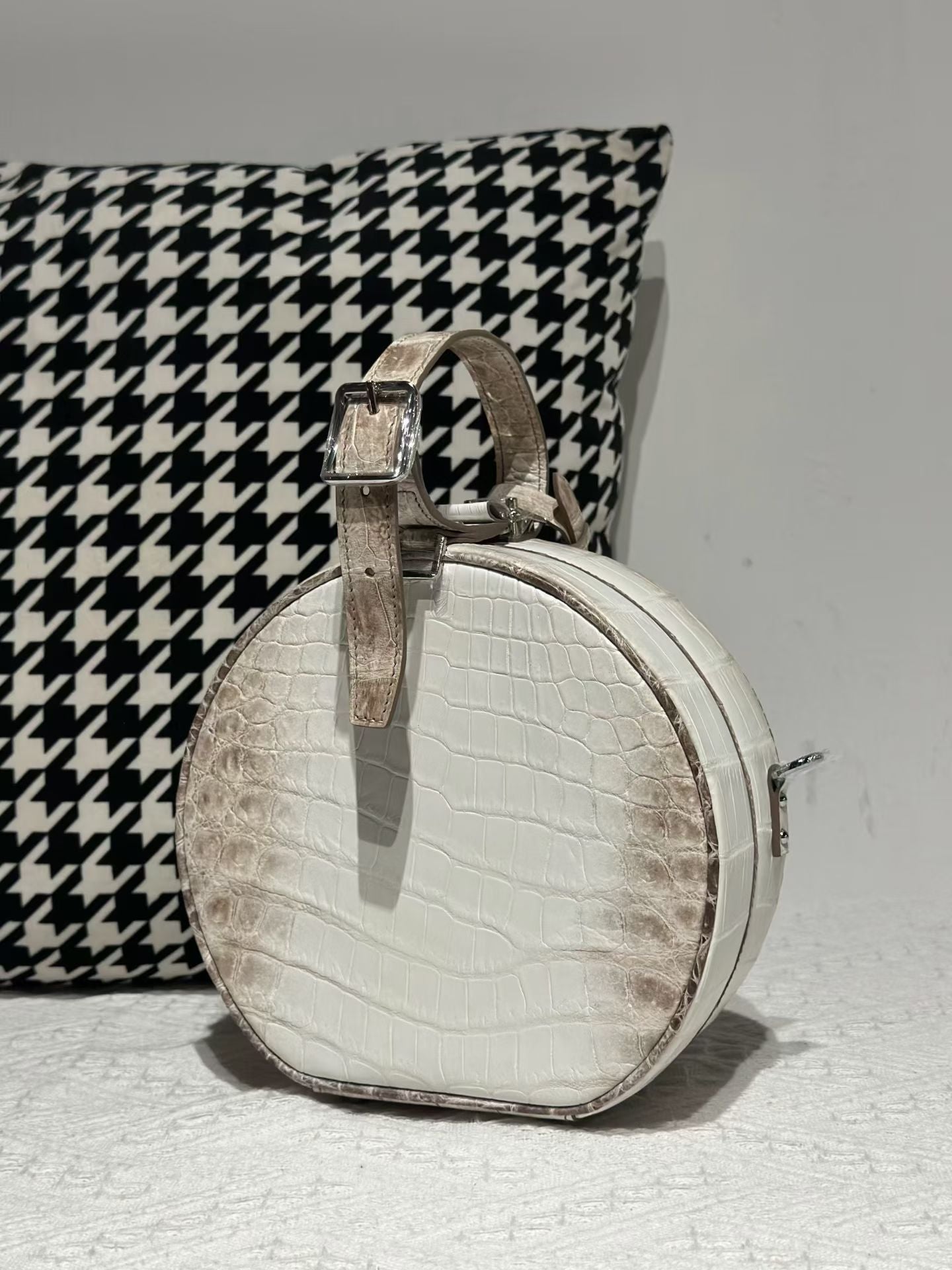 Crocodile Apple Bag  , Himalaya White Crocodile Leather Round Circle Apple Bag
