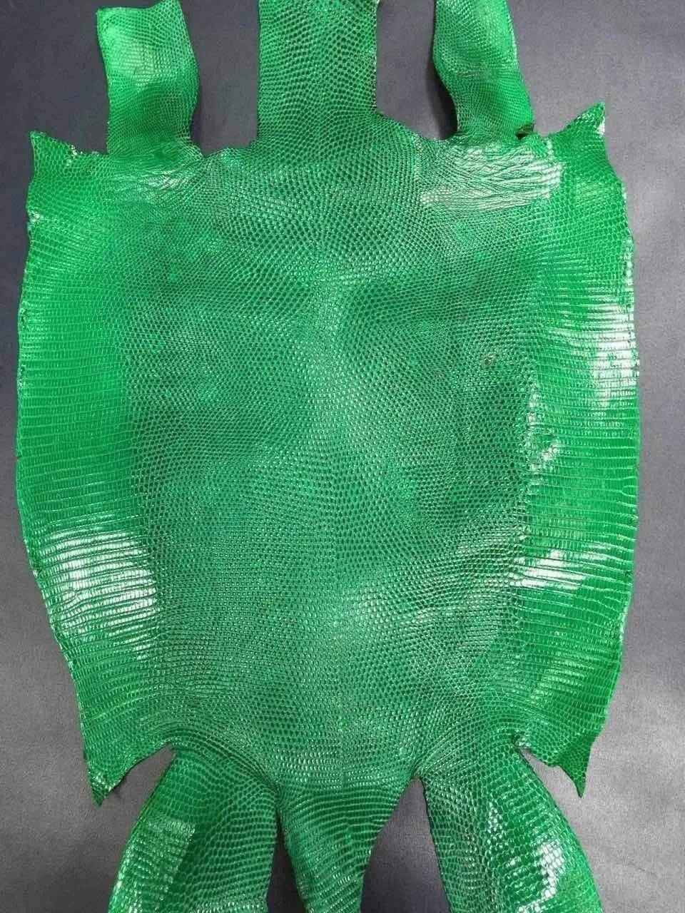Lizard skin leather handbag in vibrant colorway with textured lizard pattern, crafted by Rossieviren, exotic leather accessories.