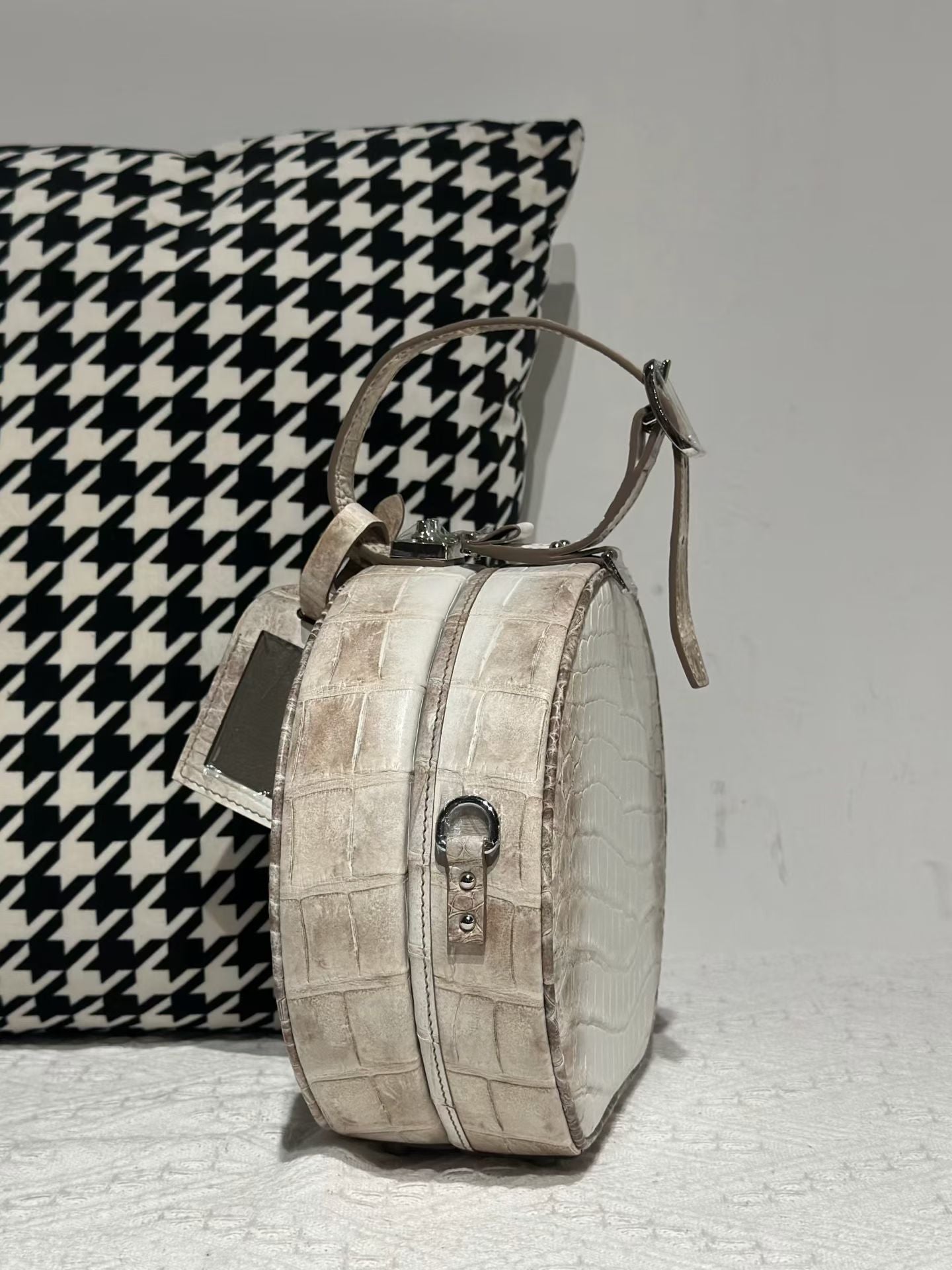 Crocodile Apple Bag  , Himalaya White Crocodile Leather Round Circle Apple Bag