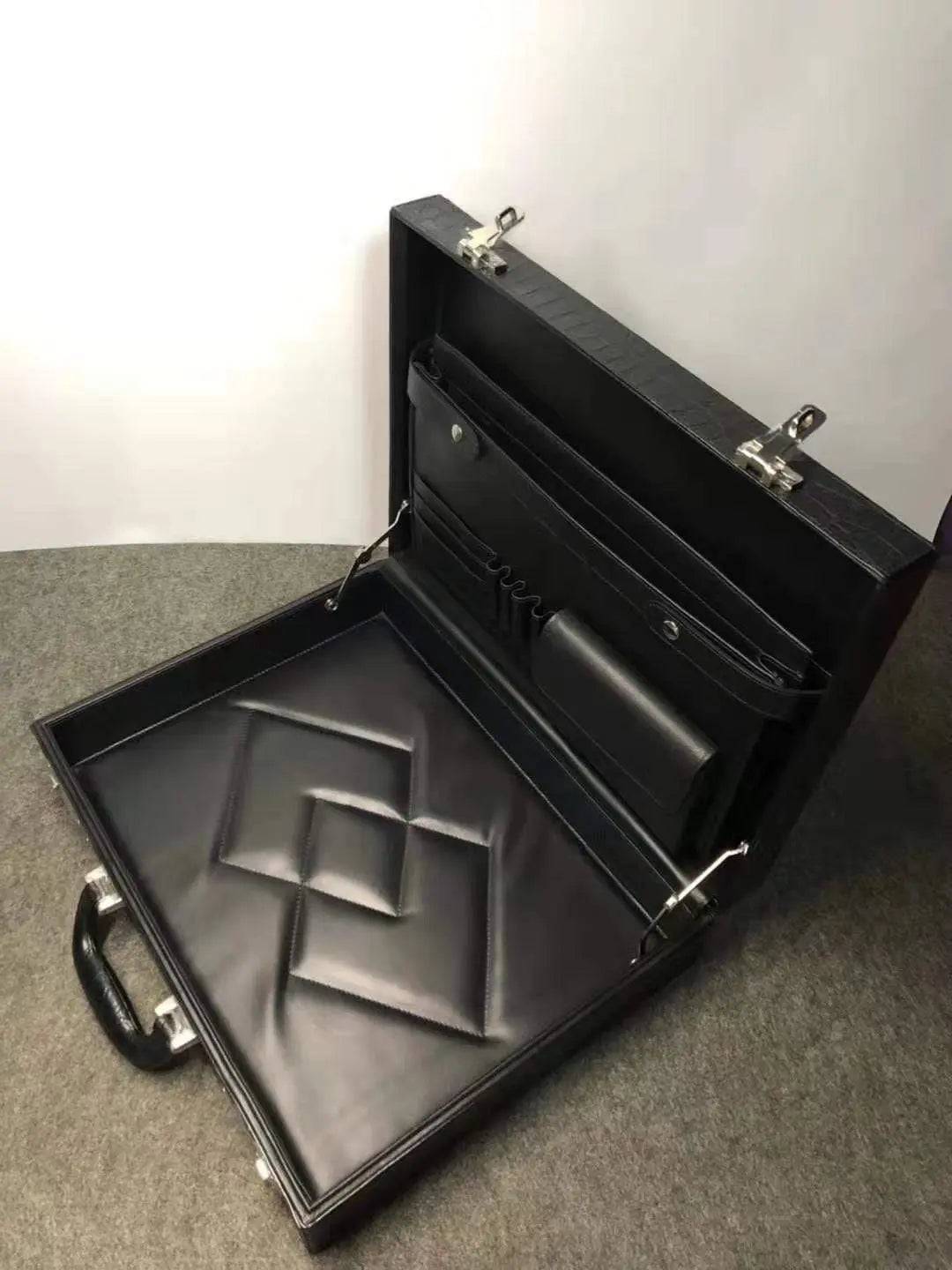 Men's Crocodile Leather Large Black Business Professional Attache Travel Case