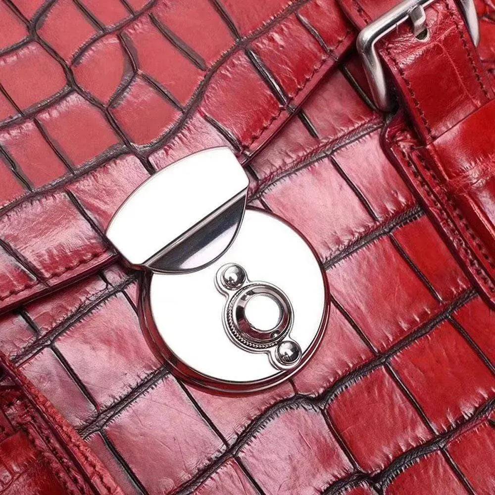 Men's genuine crocodile leather flapover briefcase handbag with sturdy handle and sleek design by Rossie Viren