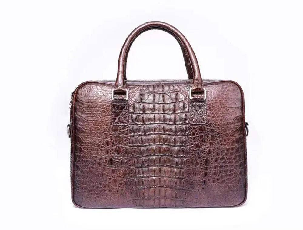 Men's Vintage Brown Postman Bag Genuine Crocodile Bone Leather