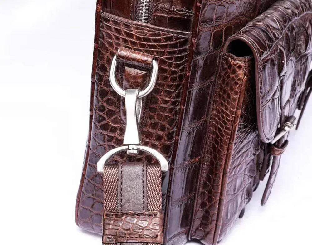 Men's Vintage Brown Postman Bag Genuine Crocodile Bone Leather