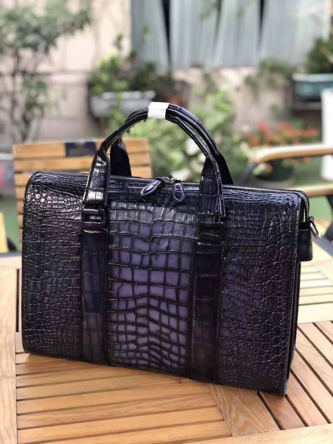 Mens crocodile leather doctor bag handbag with laptop compartment, stylish Rossie Viren briefcase for professional use