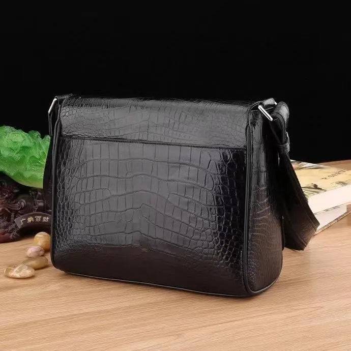 Men's crocodile leather messenger bag for laptops, Crocodile Leather Bags and Shoes crocodile cross body bag with adjustable strap.