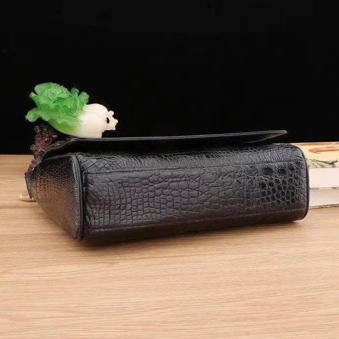 Men's crocodile leather messenger bag with crossbody strap, designed for laptops, by Crocodile Leather Bags and Shoes.
