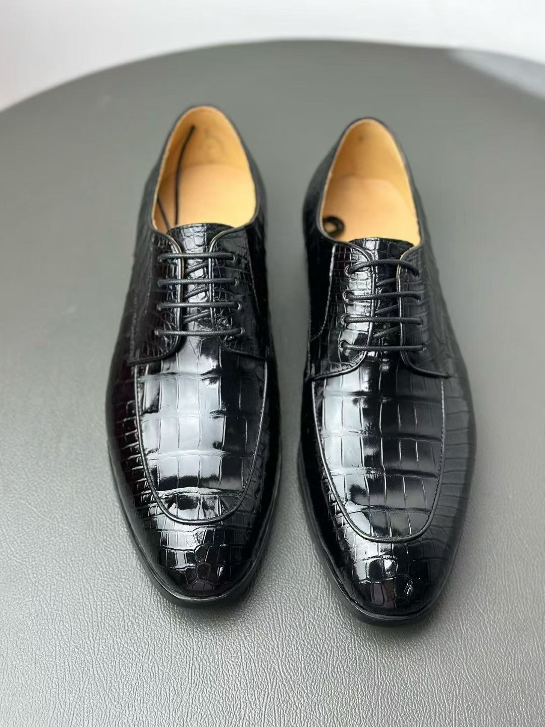 Crocodile Shoes Men's Crocodile Leather Lace Up Shoes Black