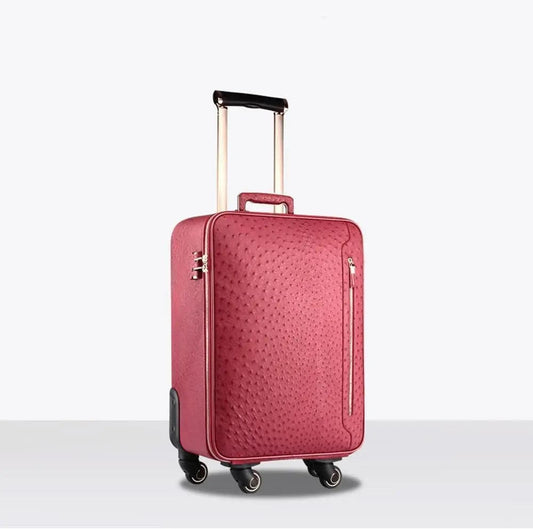 Ostrich  Leather 4-Wheeled Travelling Luggage Bags