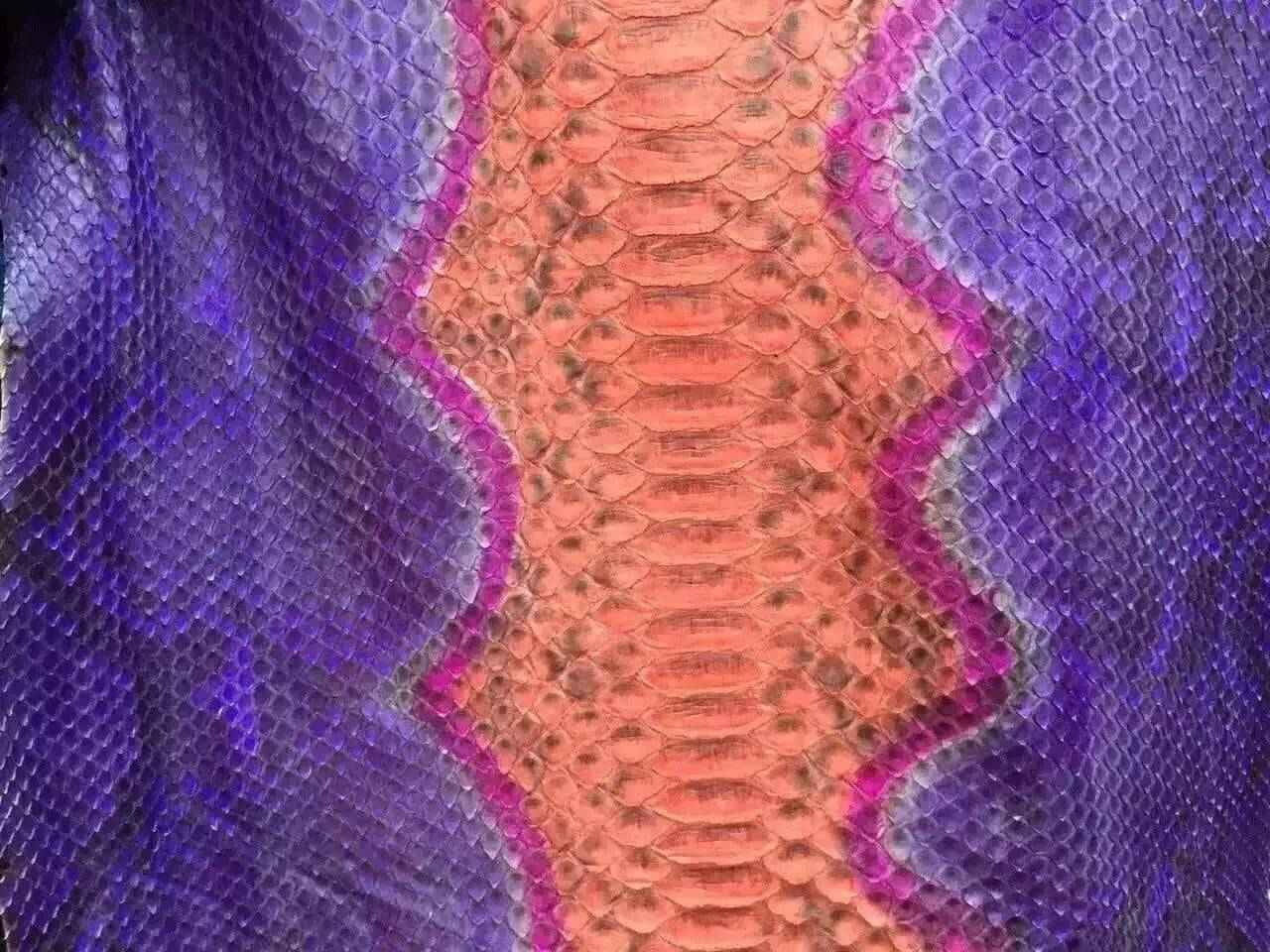 Exotic skin leather bag featuring Python Skin Leather Colorway, with detailed texture and rich pattern, by Rossieviren.