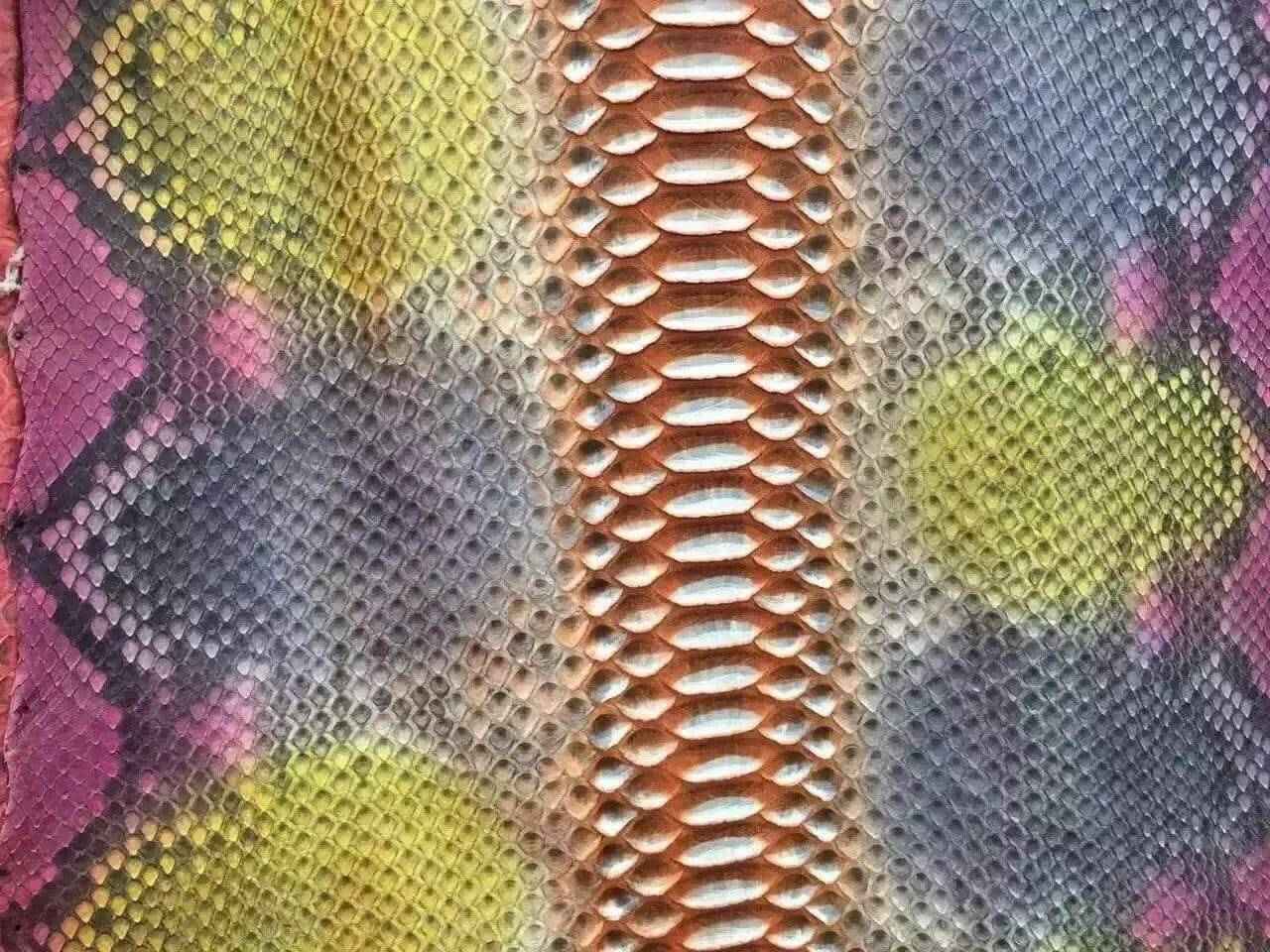 Exotic Skin Leather Bags Python Skin Leather Colorway showcasing textured python skin pattern in vibrant color.