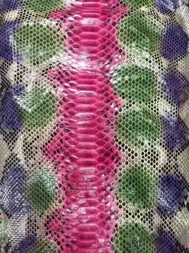Python skin leather accessory in vibrant colorway, featuring textured crocodile pattern from Exotic Skin Leather Bags by Rossieviren.