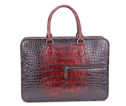 Retro crocodile Leather Crossbody Laptop Business Bag