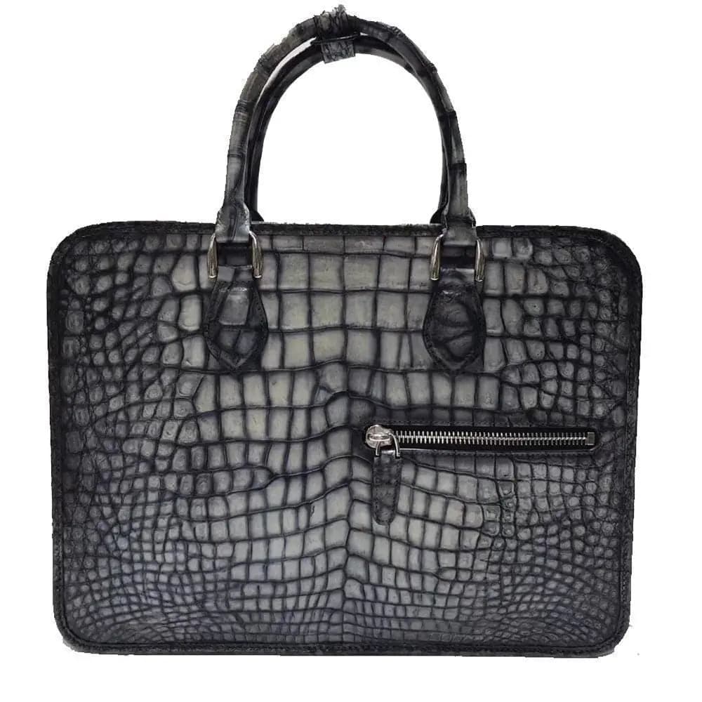 Retro crocodile leather crossbody laptop bag by Rossie Viren, featuring a vintage-inspired design and structured handbag style.