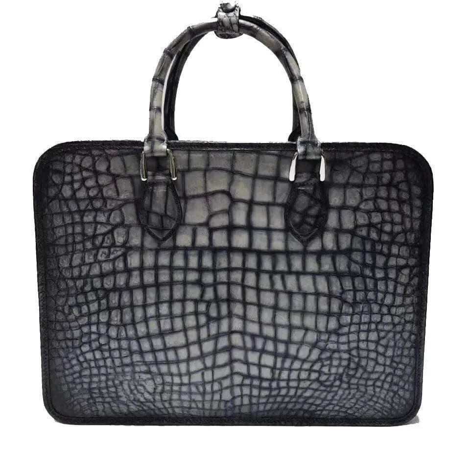 Retro crocodile leather crossbody handbag by Rossie Viren, featuring a stylish design and a spacious compartment for laptops.