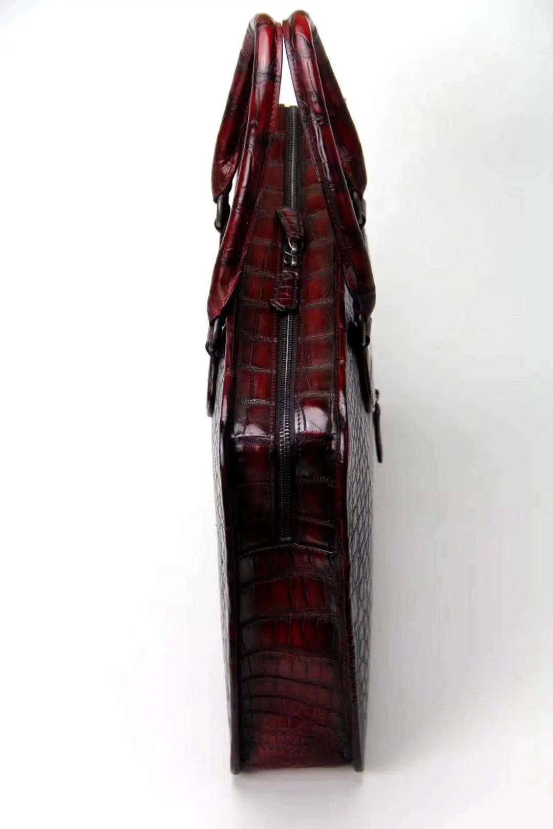 Rossie Viren retro crocodile leather crossbody handbag with laptop compartment, vintage-style business bag for women.