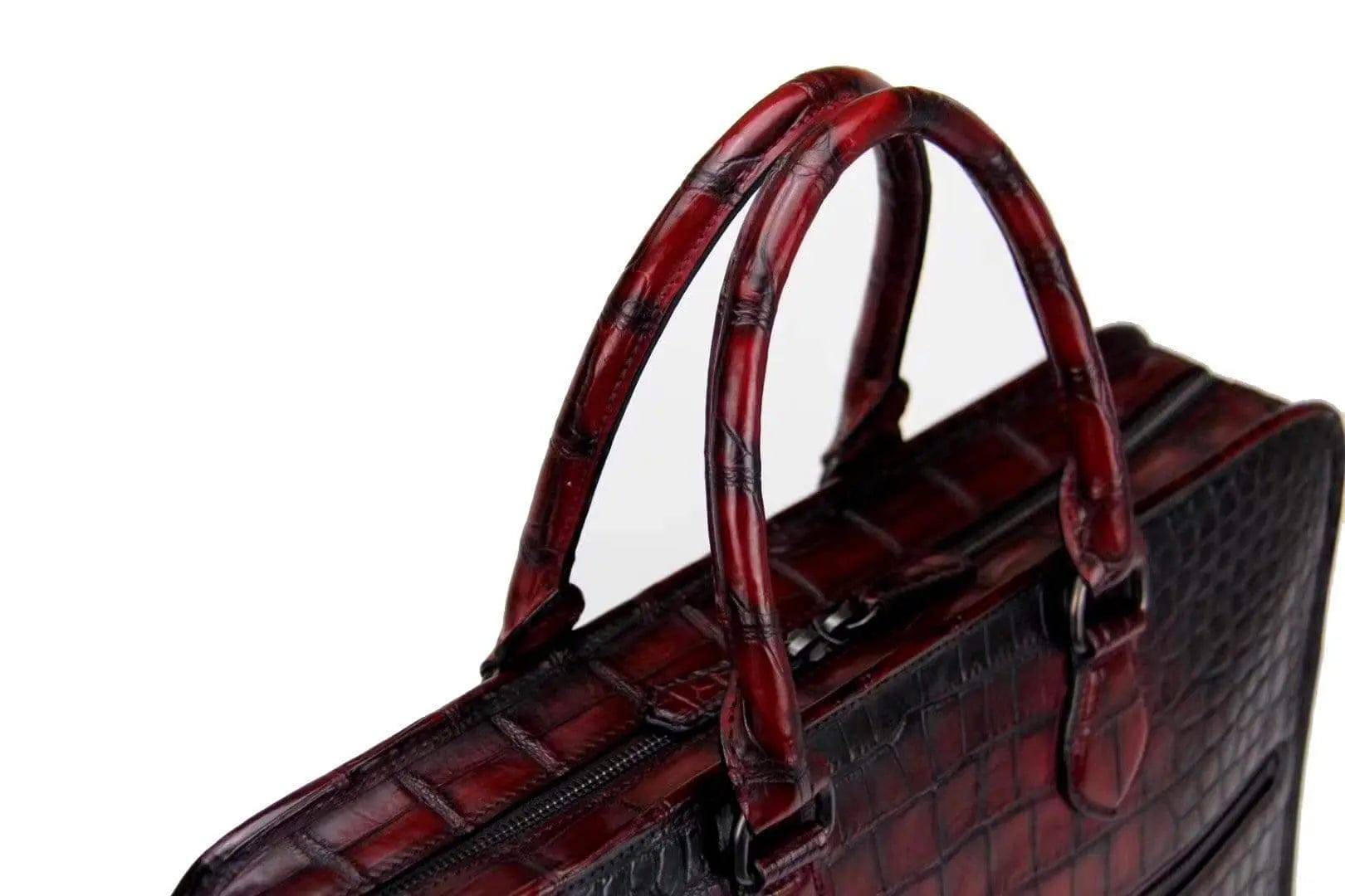 Retro crocodile leather crossbody handbag from Rossie Viren, designed for laptops and business use.