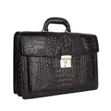 Rossie Viren Crocodile Skin Leather Attache Men's Briefcase & Laptop Case