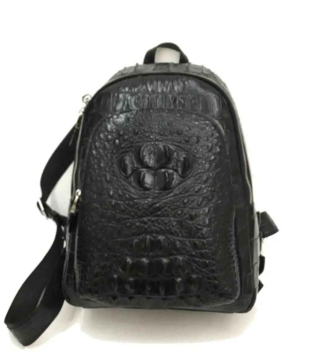 Rossie Viren unisex crocodile skin leather backpack handbag with sleek design and textured crocodile pattern.