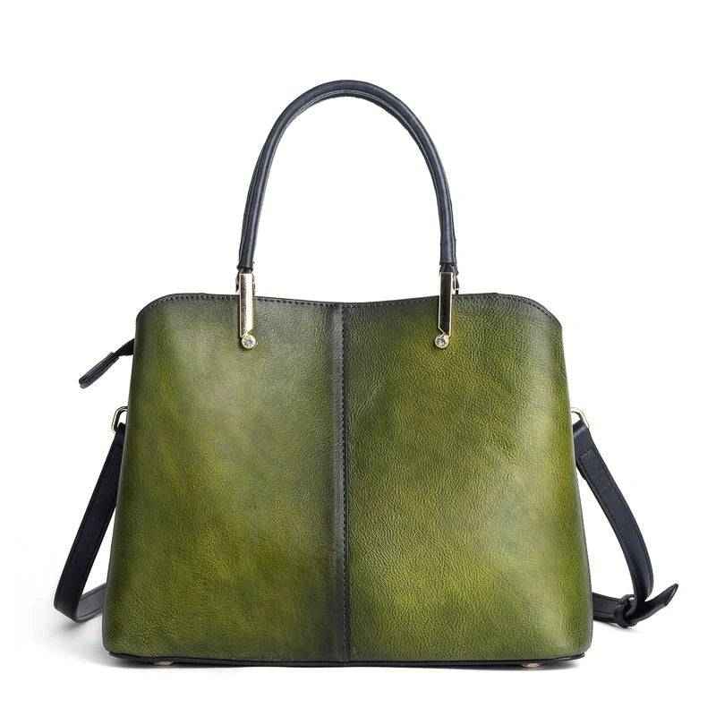Rossie Viren women's leather handbag with top handle and shoulder strap, featuring a sleek crossbody design and gold hardware.