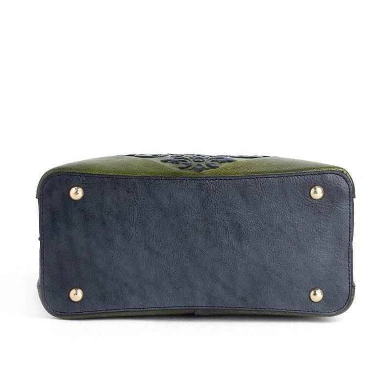 Rossie Viren women's leather handbag with top handle and shoulder strap, featuring a sleek design and elegant craftsmanship.