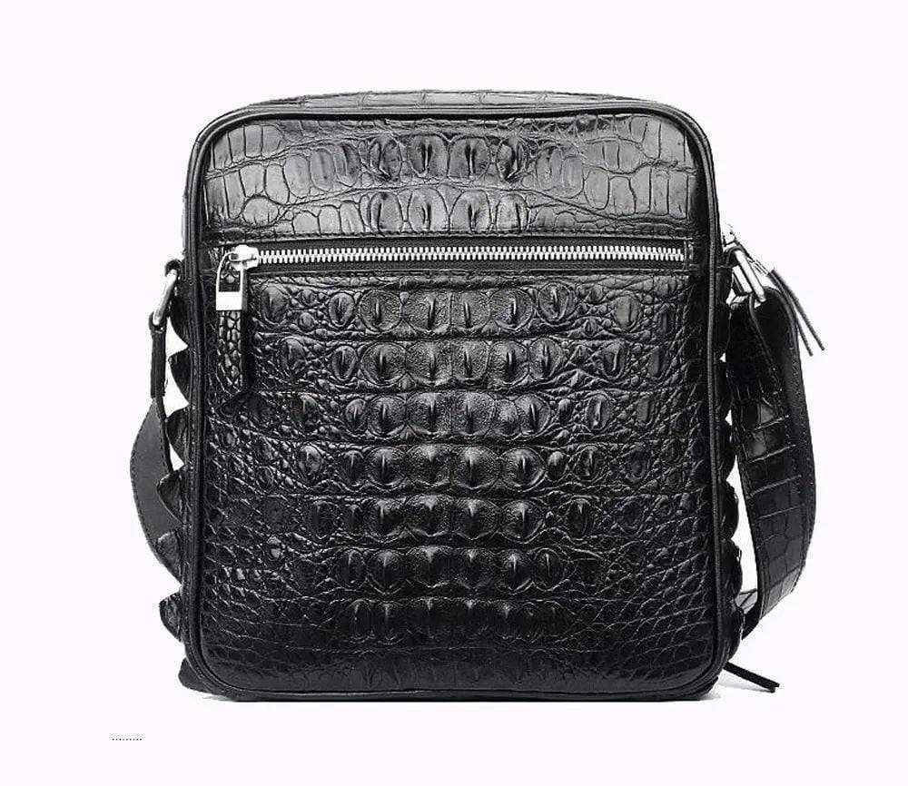 Rossie Viren Men's Crocodile Leather Single Shoulder Bag Cross Body Handbags