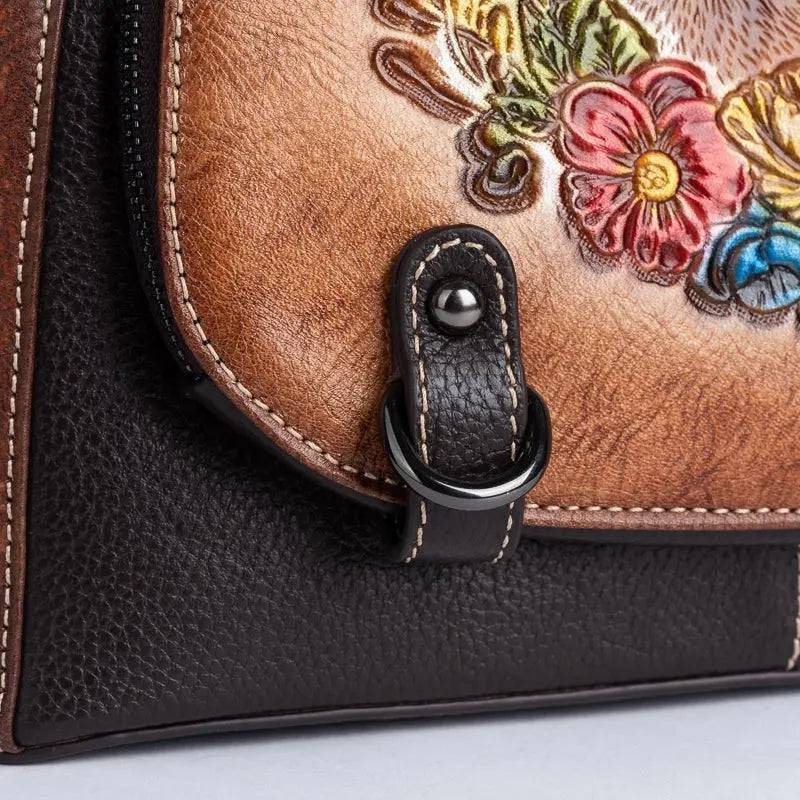 Rossie Viren genuine leather women's handbag with top handle, shoulder strap, work tote design, and satchel style.