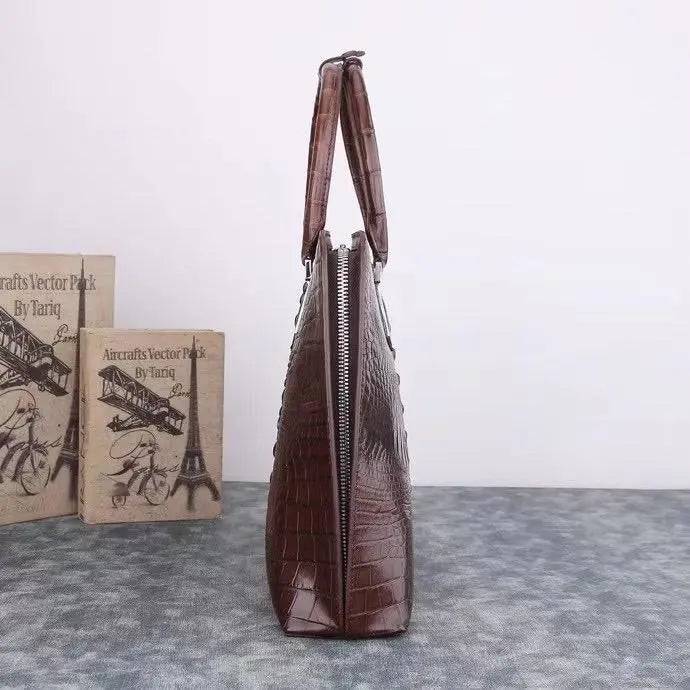 Rossie Viren crocodile leather shell bag, Alma handbag with structured design, featuring textured crocodile pattern and elegant craftsmanship.