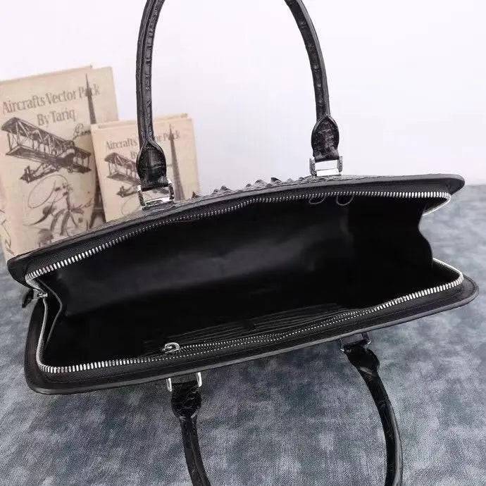 Rossie Viren crocodile leather shell handbag, Alma style, with structured design and textured crocodile pattern.