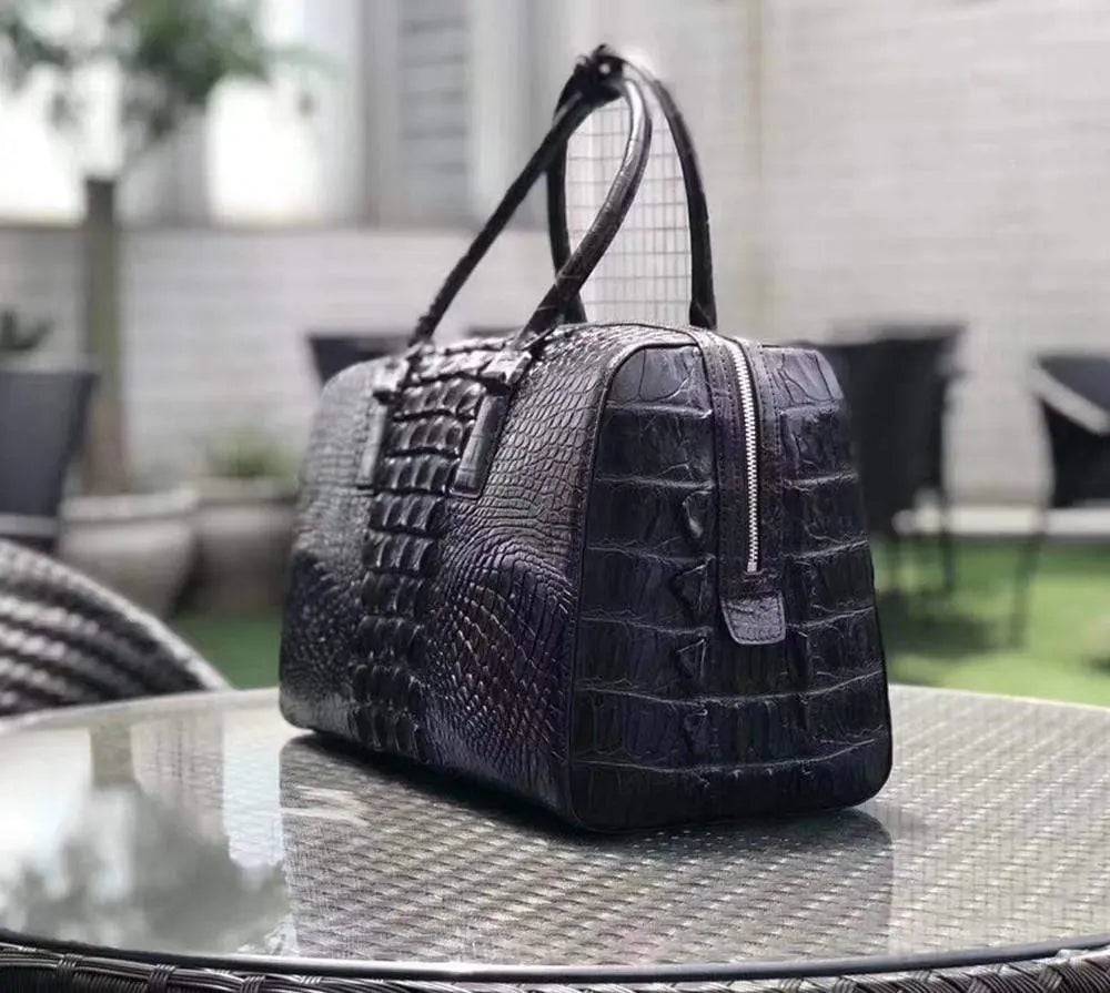 Unisex Classic Genuine Crocodile Leather Travel Duffle Bag