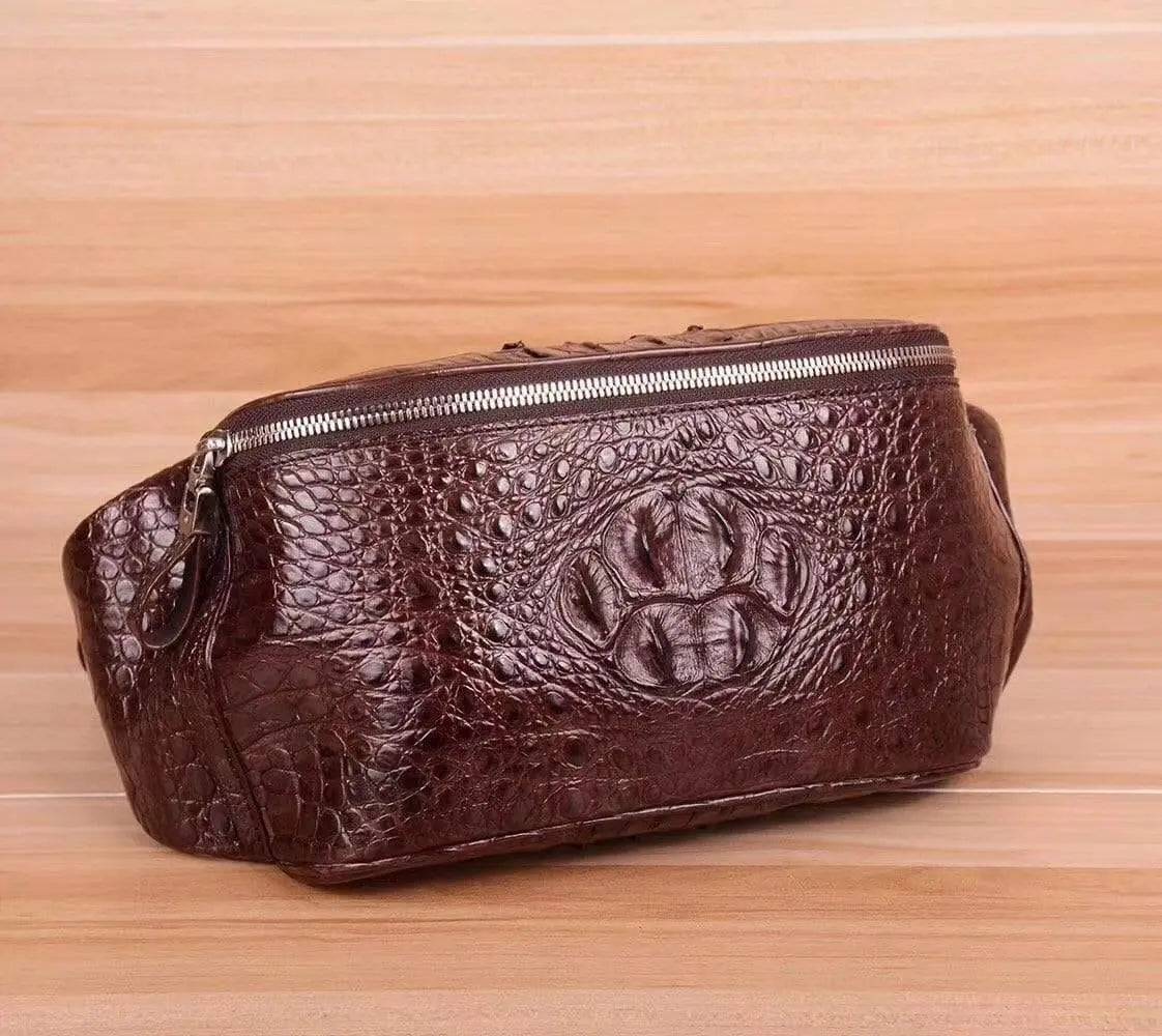 Unisex Genuine Crocodile Leather Waist Bum Bags & Fanny Packs Belt Bag