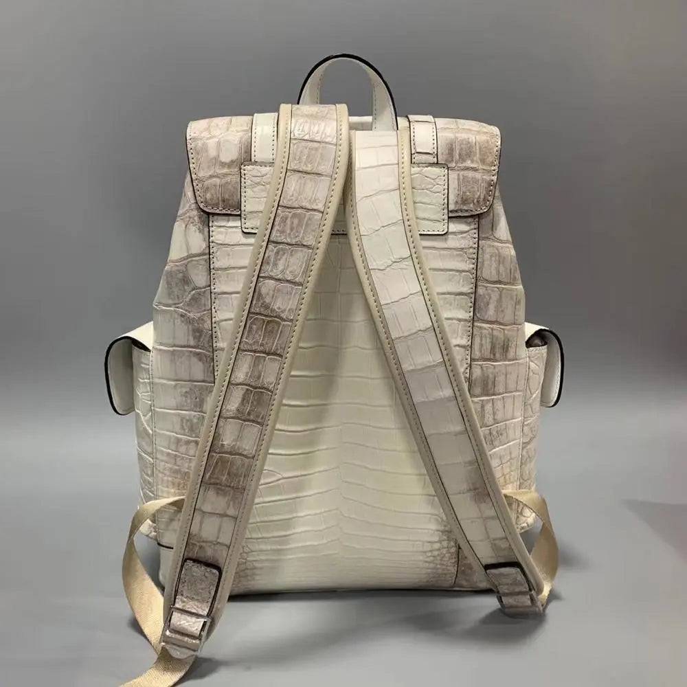 Unisex Himalaya White Crocodile Leather Backpack