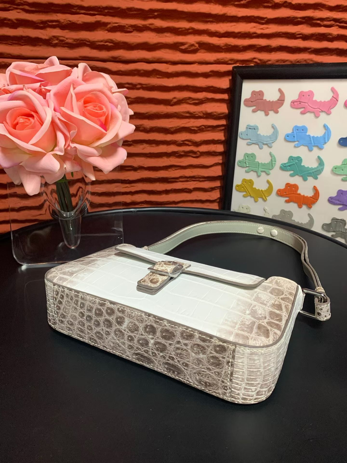 Himalayan White Crocodile Leather Underarm Bag