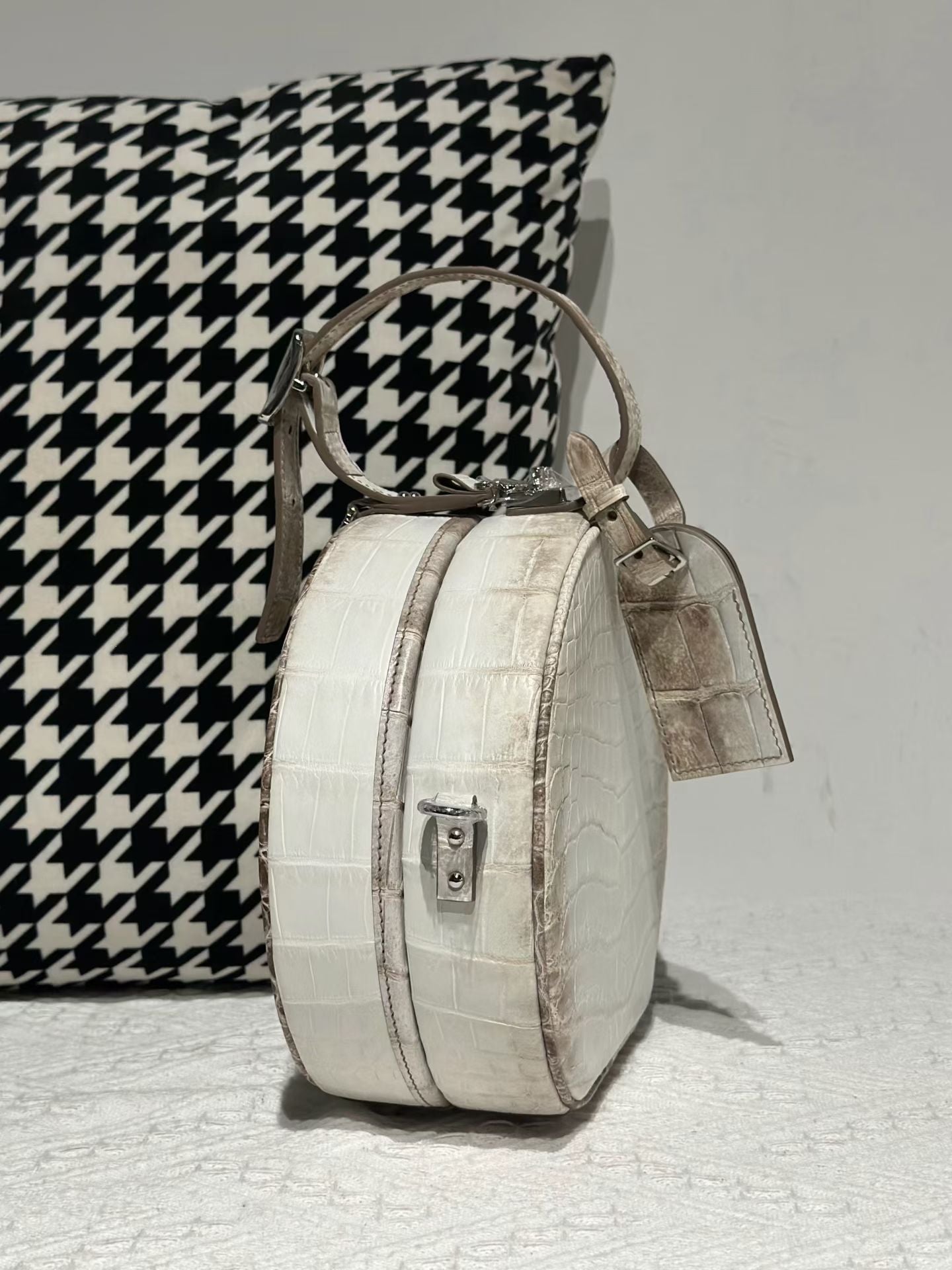 Crocodile Apple Bag  , Himalaya White Crocodile Leather Round Circle Apple Bag