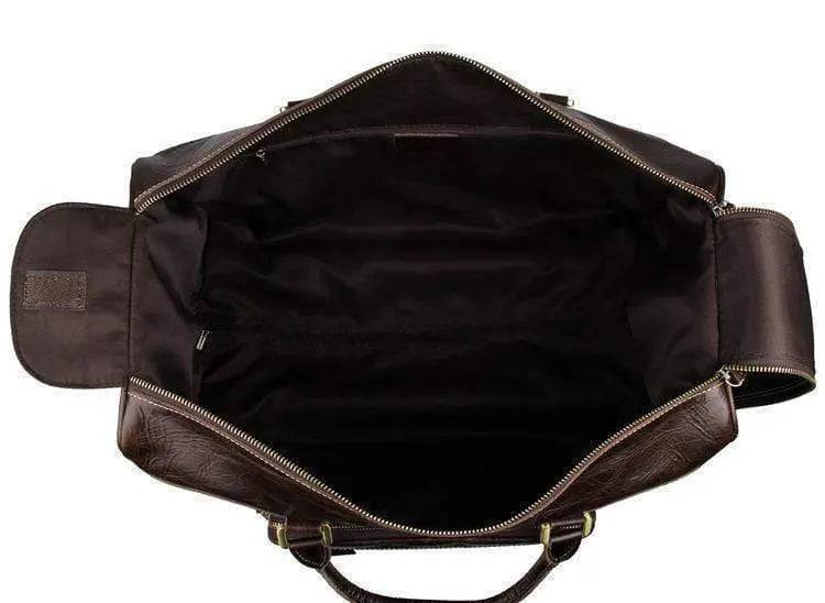Vintage Brown Leather Wheeled Luggage Trolley Bags