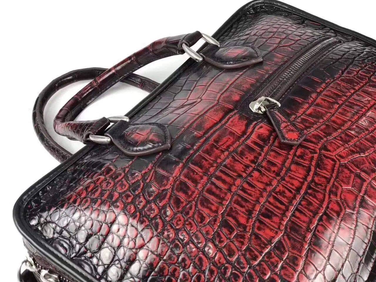 Vintage crocodile leather briefcase handbag with top handles and business bag design by Rossie Viren.
