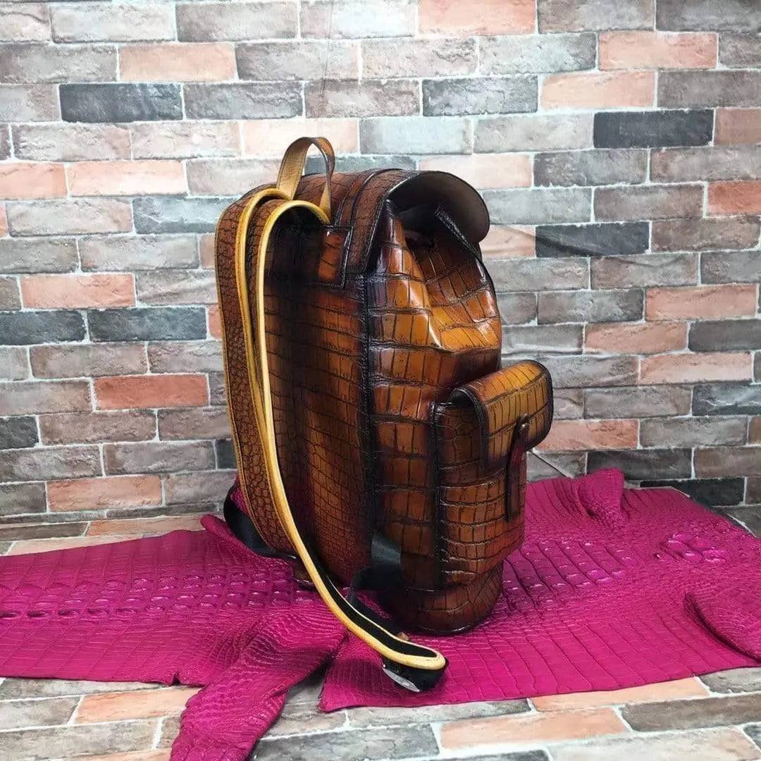 Vintage Genuine Crocodile Leather Backpack