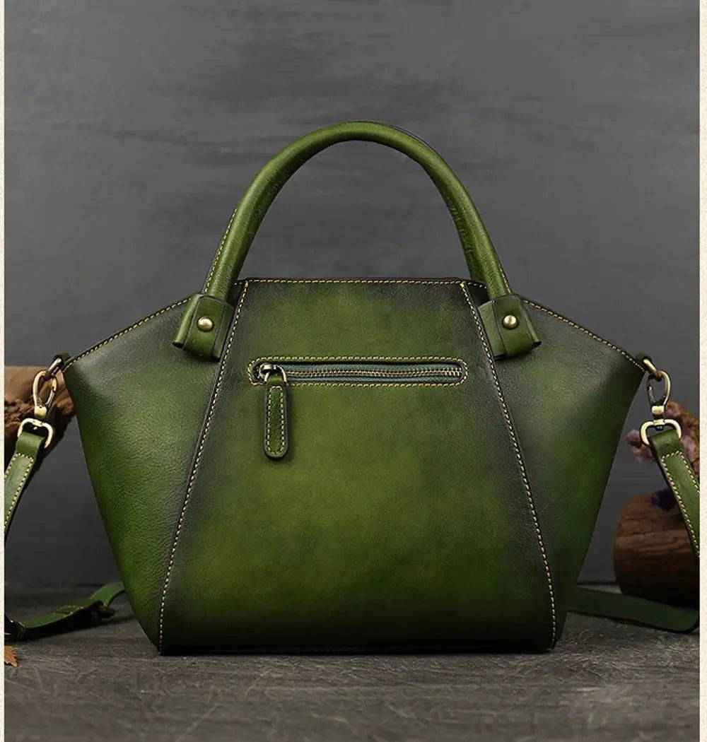 Rossie Viren Women's  Vintage Leather Dumpling Tote Shoulder Cross Body Bag