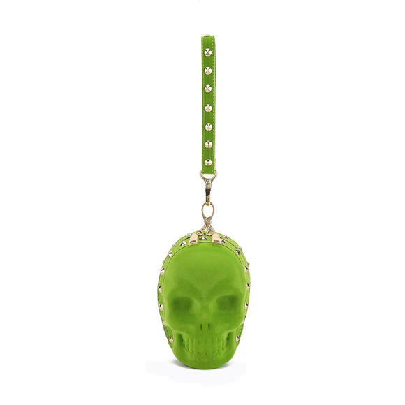 3D Mini Skull Bags, Fashion 3D Skull Suede Wrist Handle Bag