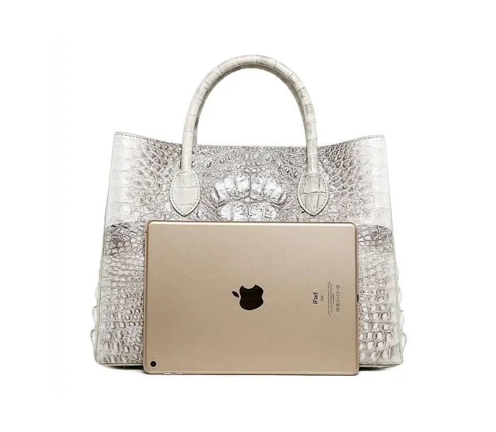 Women's Crocodile Leather Tote bags White 35 cm
