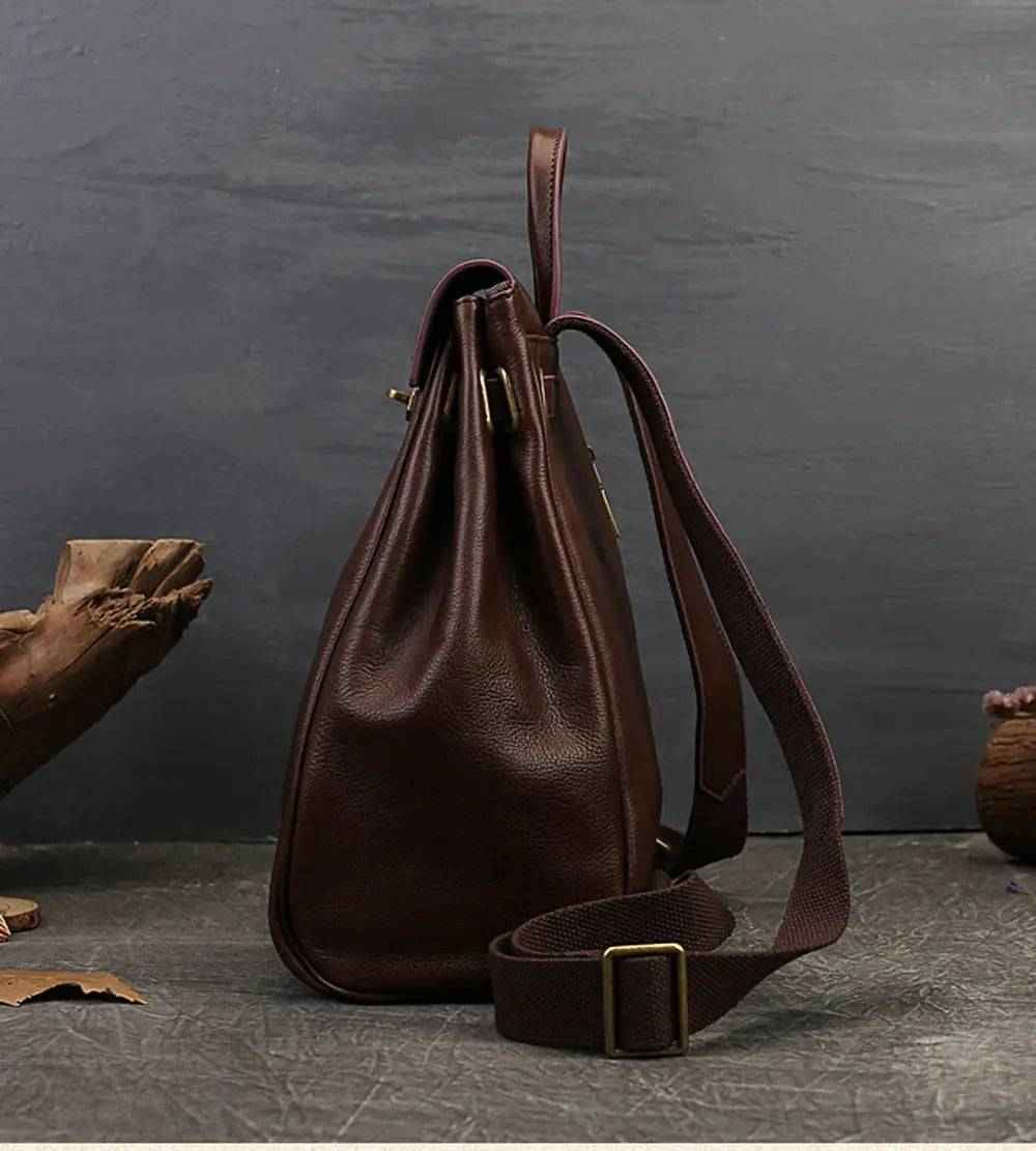 Rossie Viren Women's  Women's Leather Padlock Backpack