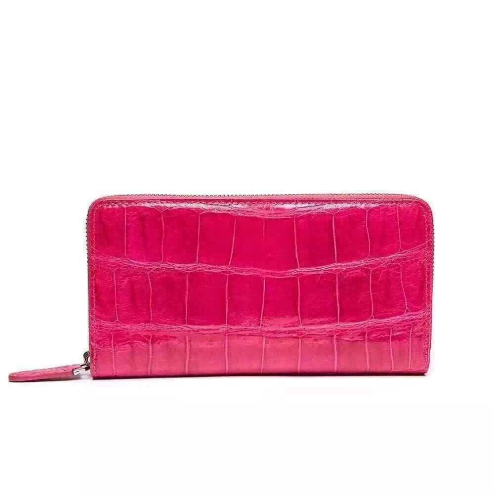 Womens Genuine Crocodile Leather Large Zip Around  Wallet For Women