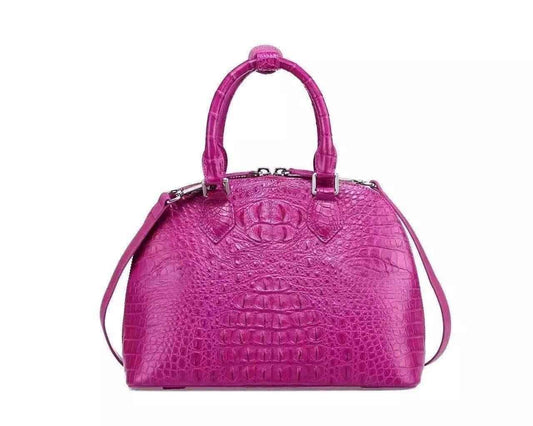Womens Genuine Crocodile Small Shell Promenade Trapezoid Cross Body Bag