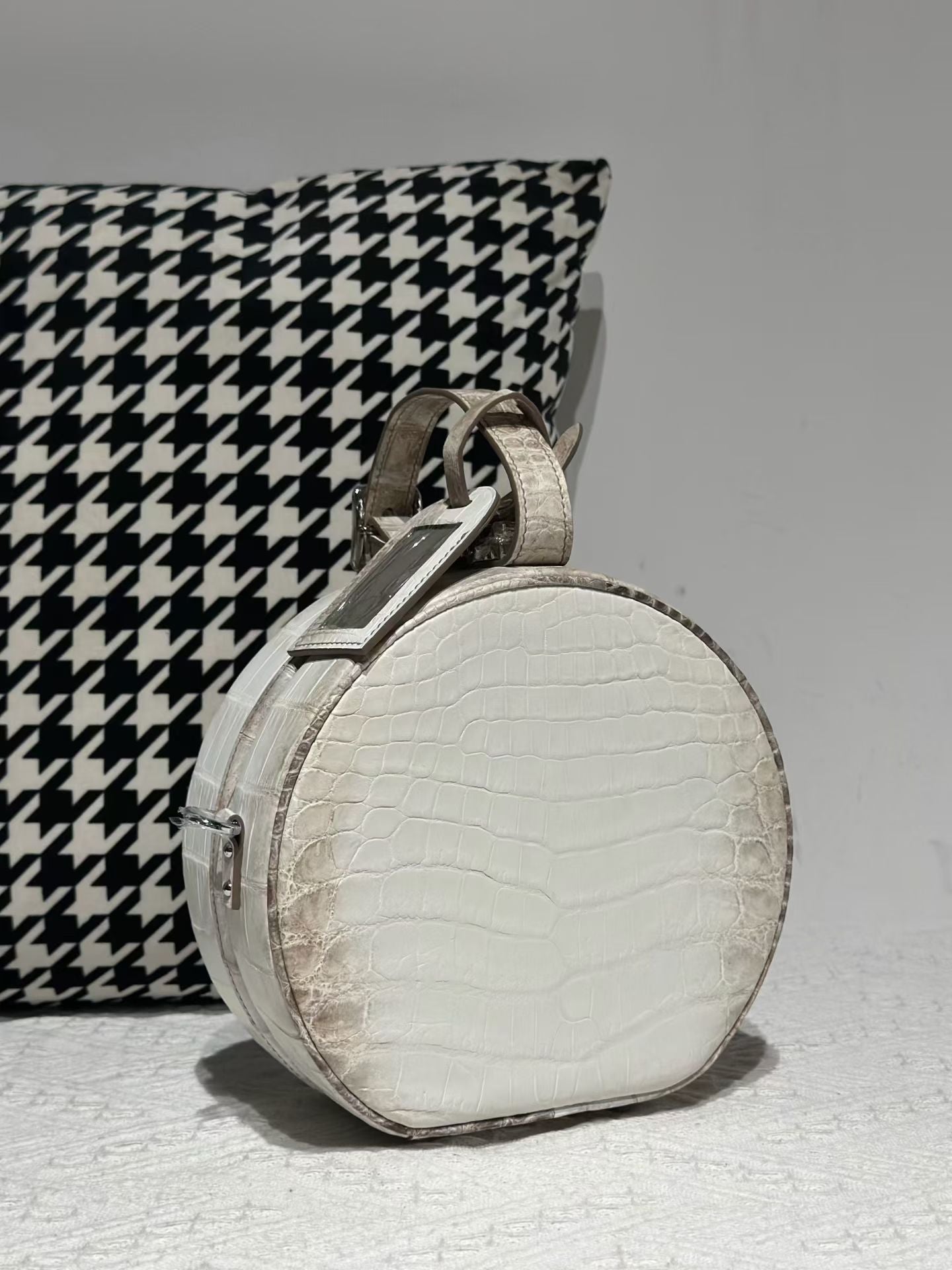 Crocodile Apple Bag  , Himalaya White Crocodile Leather Round Circle Apple Bag