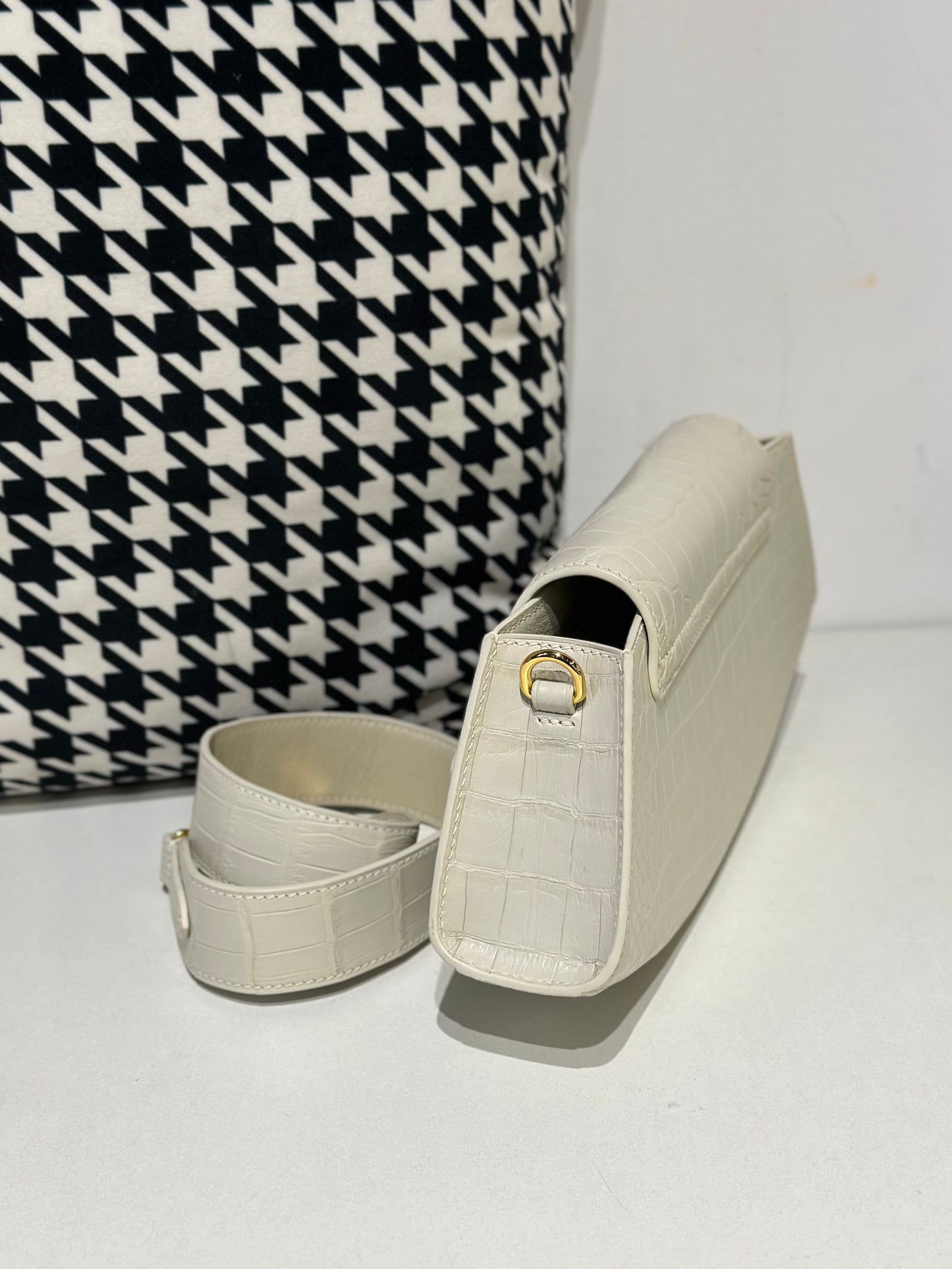 Crocodile Leather Shoulder Messenger Bags Ice White
